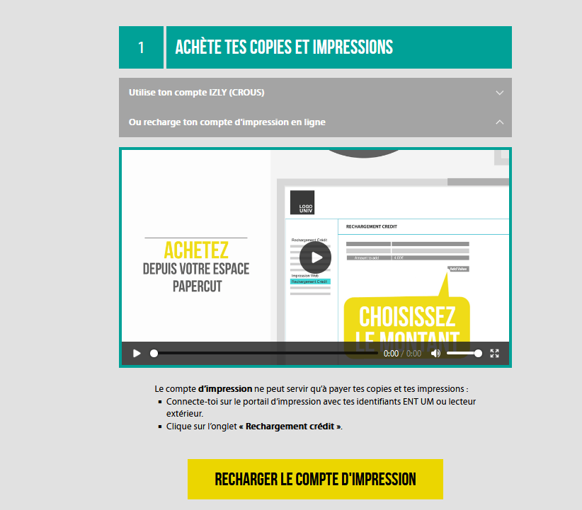 Image montrant comment recharger sa carte d'impression