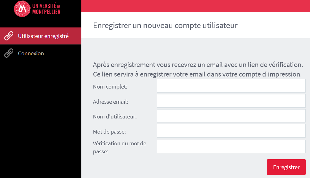 Capture d'écran de la page de création de compte de lecteur extérieur à la BU de Montpellier
