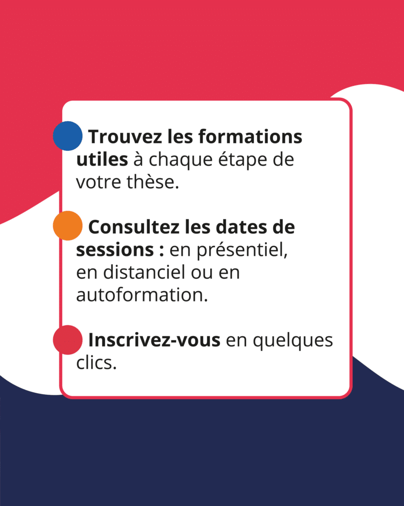 Image apportant des précisions sur le moodle doctorants, dont les conditions de sessions (en présentiel, en distanciel,...).